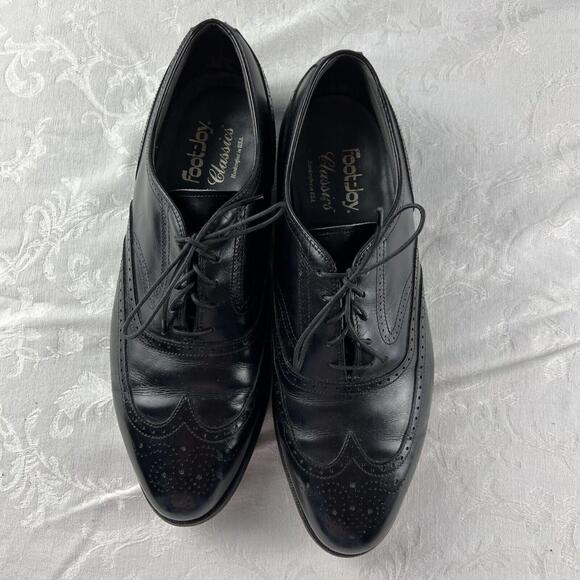 Footjoy Shoes Mens Size 10 D Black Leather Wingtip Dress Career Shoes - Picture 2 of 9